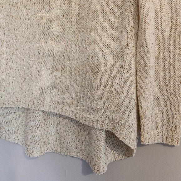 Zara Knit V-Neck Sweater with Gold Shimmer Flecks – Size Large - Picture 8 of 9